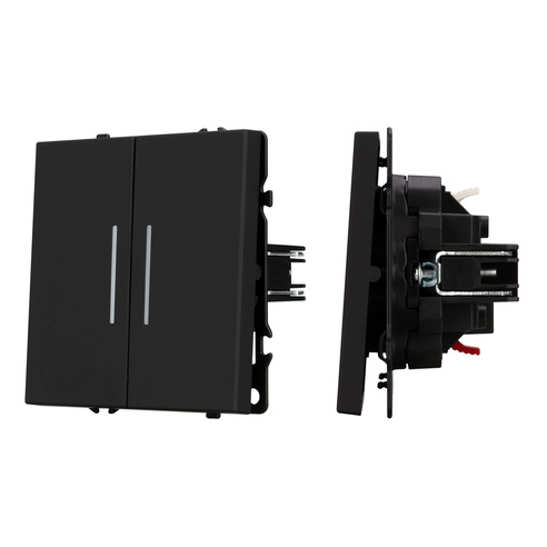 Механизм выключателя двухклавишный проходной LED SWT-NOBE-MKP2-SFPL-L-BK (230V, 10A) (Arlight, -)