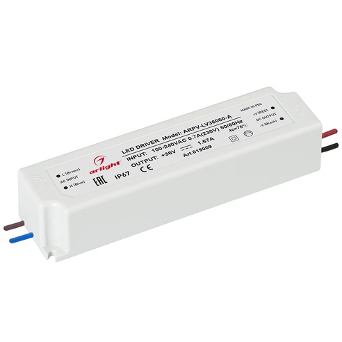 Блок питания ARPV-LV36060-A (36V, 1.7A, 60W) (Arlight, IP67 Пластик, 3 года)