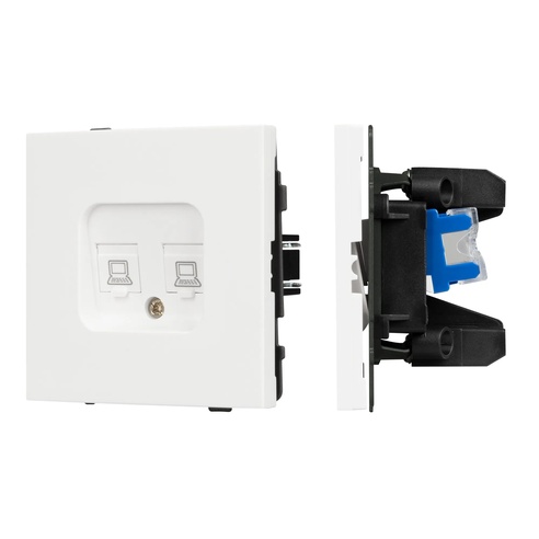Механизм компьютерной розетки двойной SCT-TENDO-MPC2-SFPL-WH (RJ-45, CAT6) (Arlight, -)
