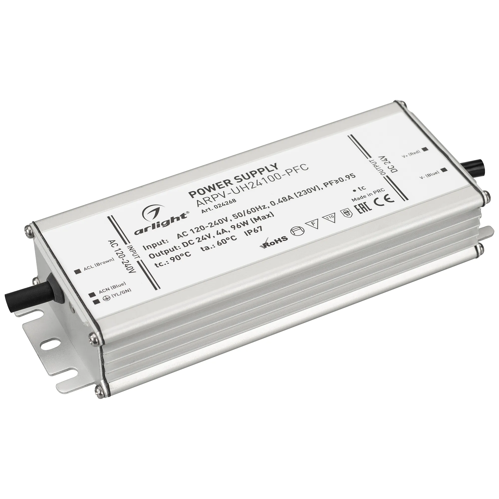 Блок питания ARPV-UH24100-PFC (24V, 4.0A, 96W) (Arlight, IP67 Металл, 7 лет) - изображение товара