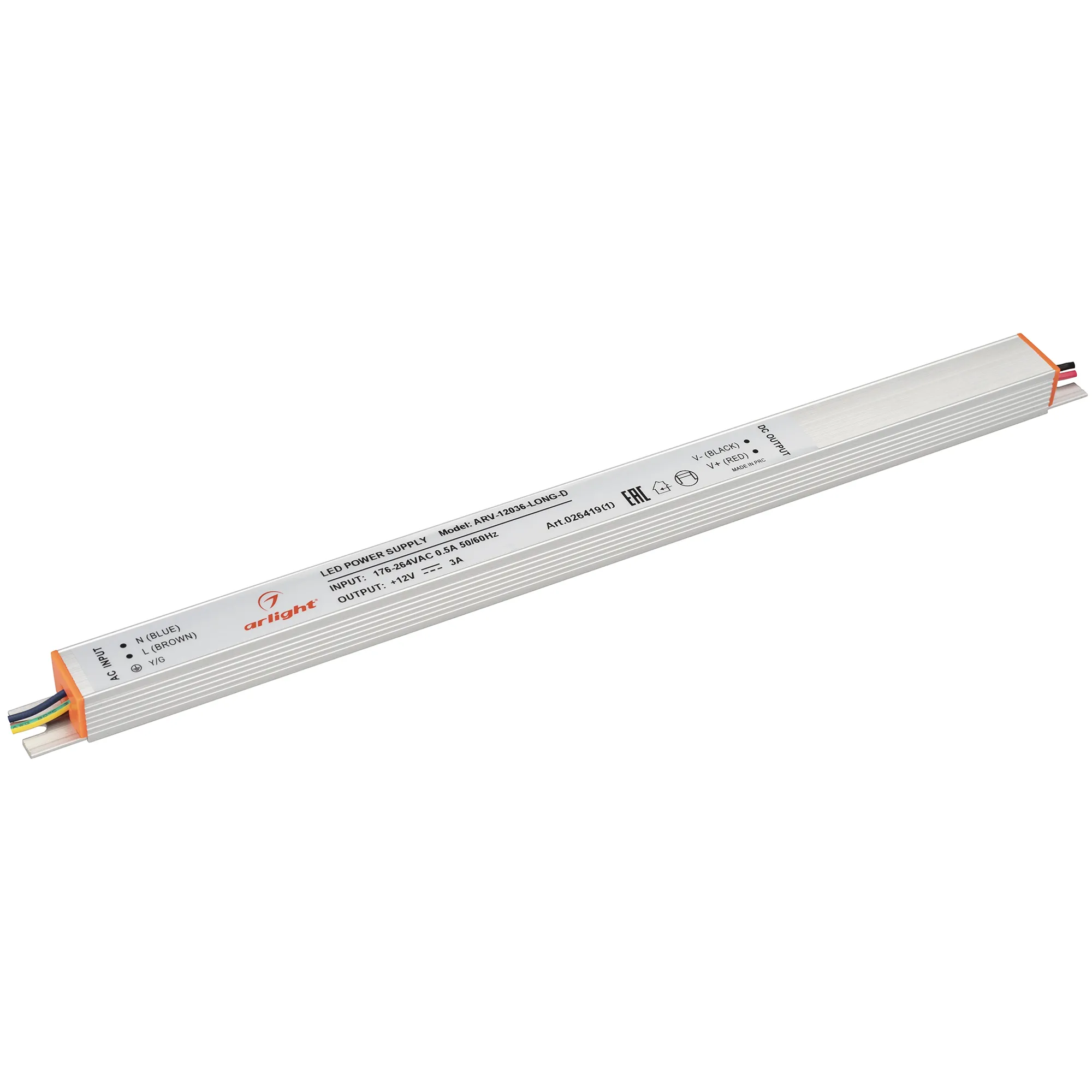 Блок питания ARV-12036-LONG-D (12V, 3A, 36W) (Arlight, IP20 Металл, 2 года) - изображение товара