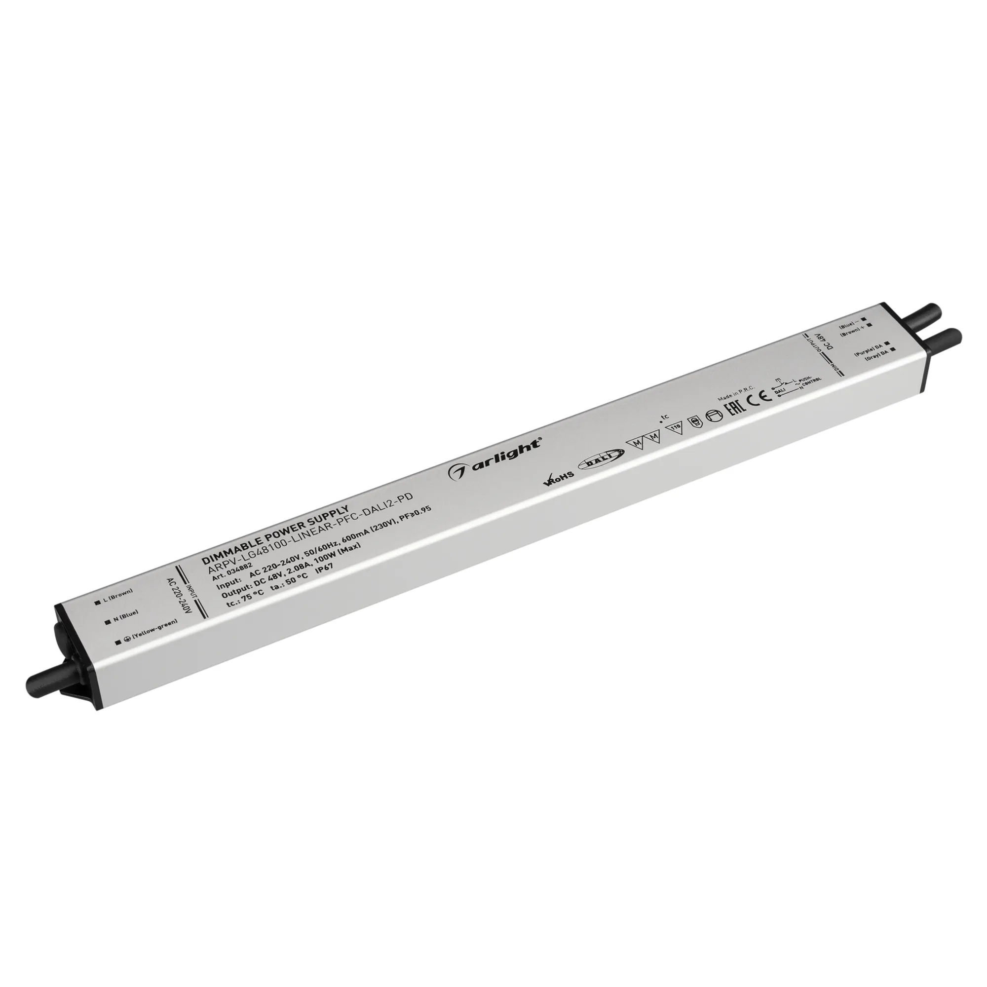 Блок питания ARPV-LG48100-LINEAR-PFC-DALI2-PD (48V, 2.08A, 100W) (Arlight, IP67 Металл, 5 лет) - изображение товара
