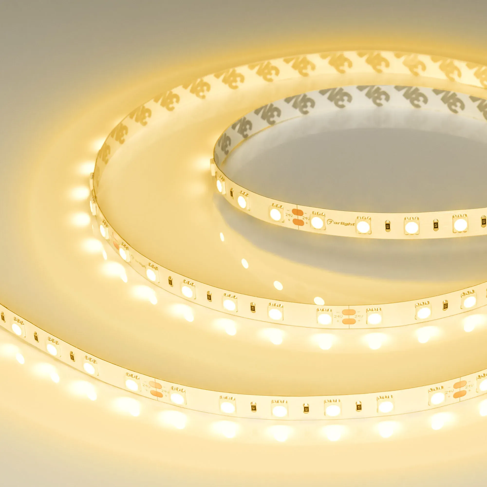 Лента светодиодная RT-B60-10mm 24V Yellow (14.4 W/m, IP20, 5060, 5m) (Arlight, 14.4 Вт/м, IP20) - изображение товара