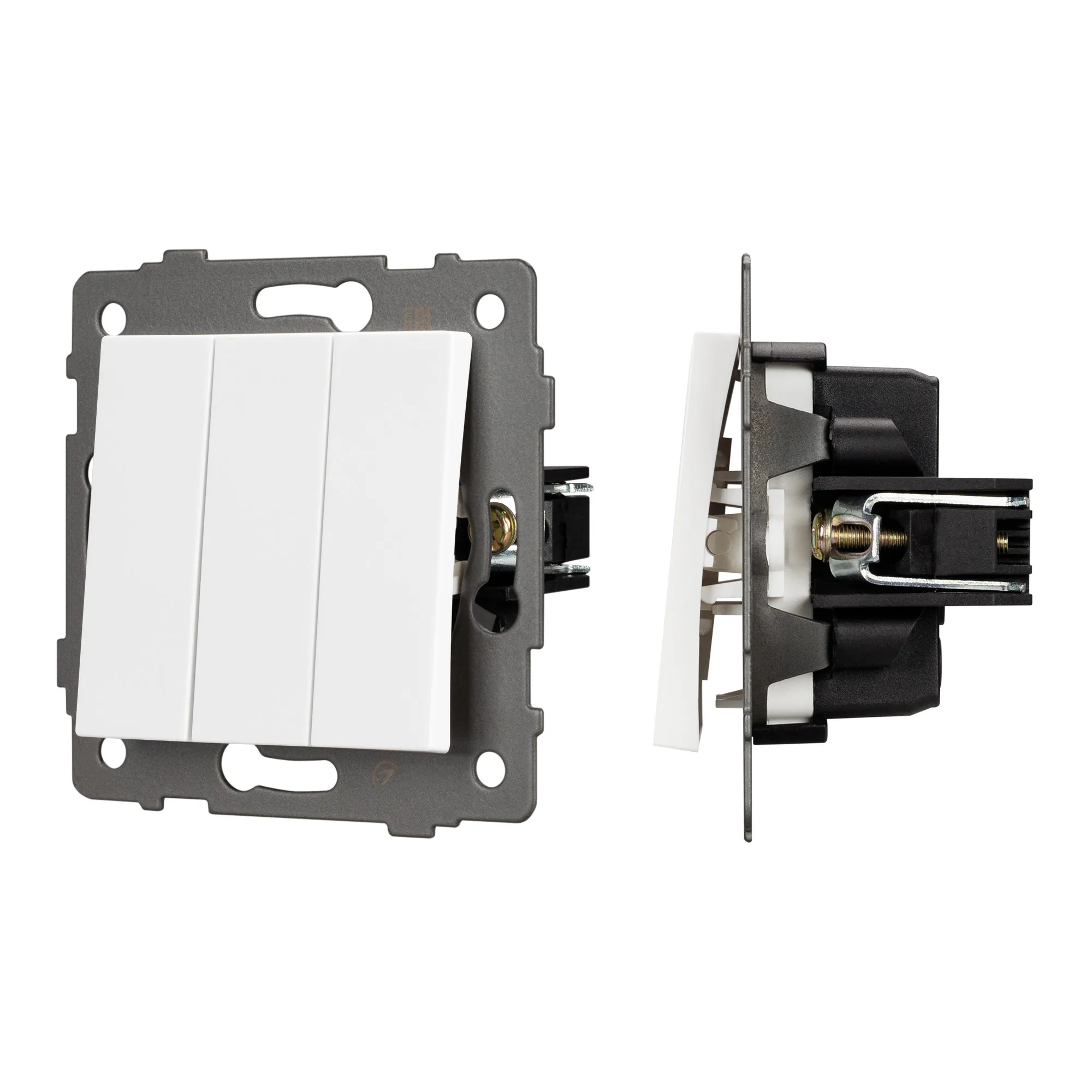 Механизм выключателя трехклавишный непроходной SWT-MK03-PL-WH-V (250V, 10A) (Arlight, -) - изображение товара